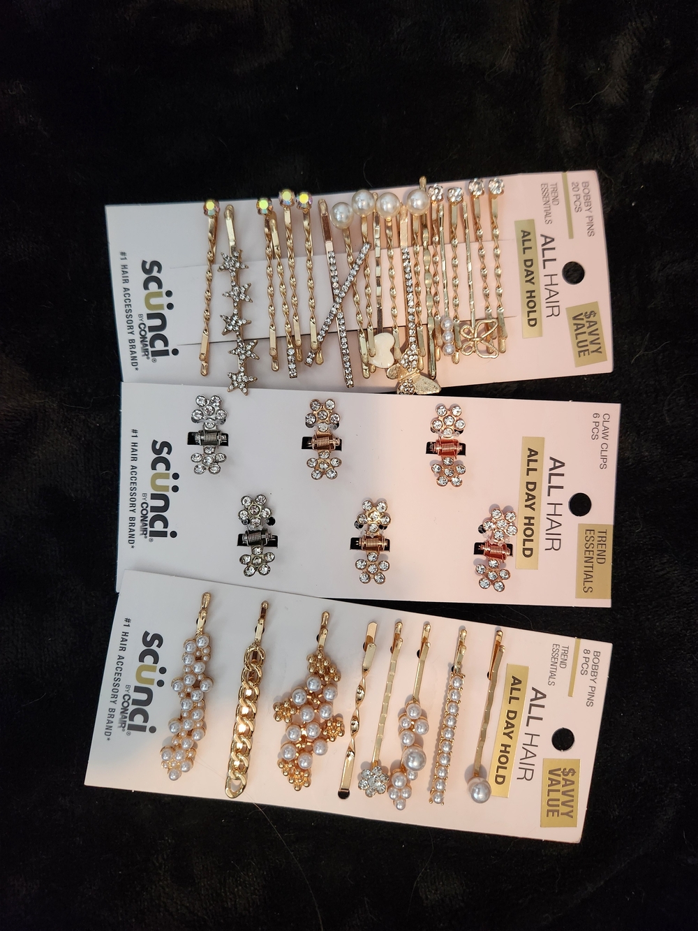 Scunci Gold-Tone Hair Pin & Pearl Clip Set